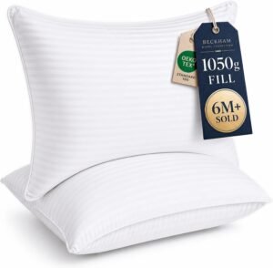 Beckham Hotel Collection bed pillows queen size set of 2 cotton cover